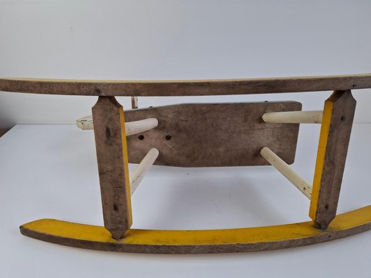 木製　馬脚　古道具　Vintage Mid-Century Hand-Painted Wooden Rocking Horse, Czechoslovakia