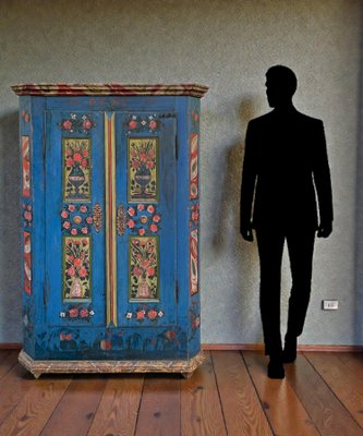 Antique Blue Painted Cupboard, 1850 for sale at Pamono