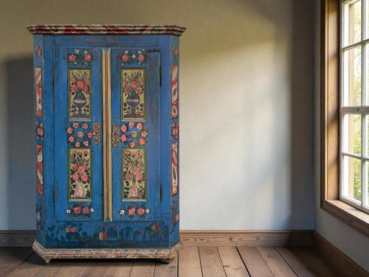 Antique Blue Painted Cupboard, 1850 for sale at Pamono