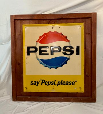 Pepsi Cola Enamel Advertising Sign, 1940s for sale at Pamono