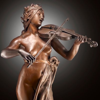 E. Delaplanche, Allegory of Music, 1800s, Bronze for sale at Pamono