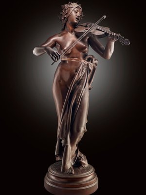 E. Delaplanche, Allegory of Music, 1800s, Bronze for sale at Pamono