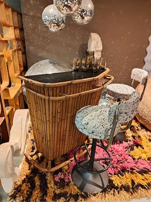 Vintage Cocktailbar aus Bambus Rattan, 1970er bei Pamono kaufen