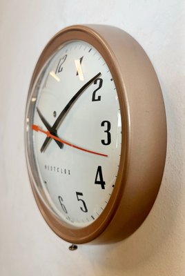 Industrial Brown Electric Station Wall Clock from Westclox, 1960s