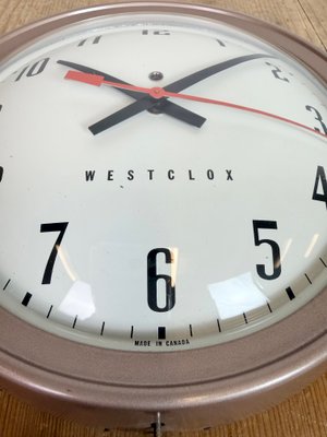 Industrial Brown Electric Station Wall Clock from Westclox, 1960s