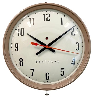 Industrial Brown Electric Station Wall Clock from Westclox, 1960s
