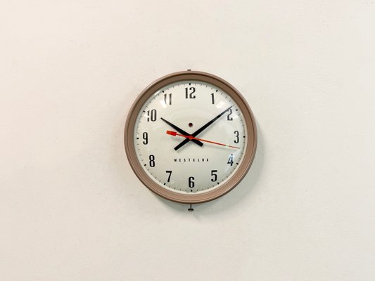 Industrial Brown Electric Station Wall Clock from Westclox, 1960s