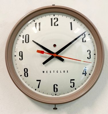 Industrial Brown Electric Station Wall Clock from Westclox, 1960s