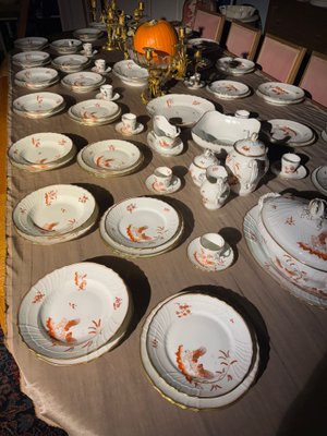 Vintage Galli Rossi Roosters Porcelain Dinner Service by Richard