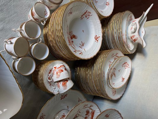 Vintage Galli Rossi Roosters Porcelain Dinner Service by Richard