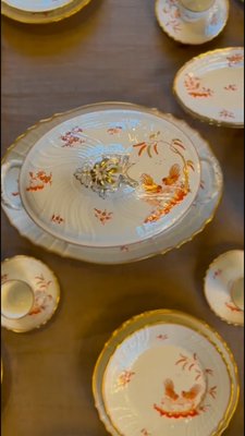 Vintage Galli Rossi Roosters Porcelain Dinner Service by Richard