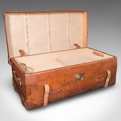 1910s antique trunk アンティーク 本革 トランク クロモス Large Antique English Edwardian Trunk Case in Leather, 1910 for