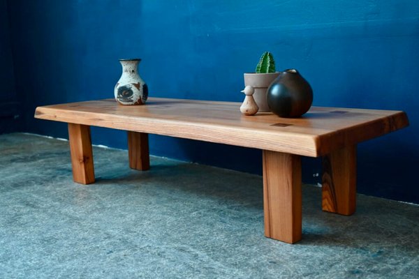 Vintage Brutalist T08 Elm Coffee Table by Pierre Chapo, 1960s for