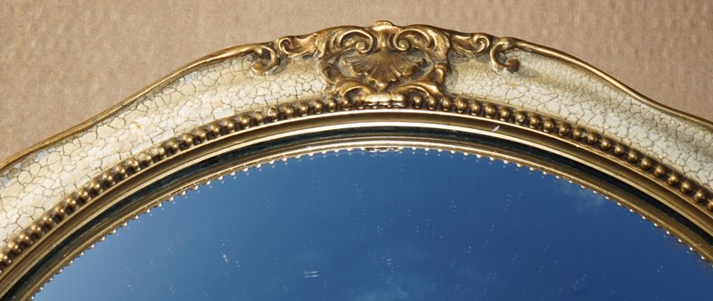 Vintage French Original Paint Convex Butlers Wall Mirror, 1940s