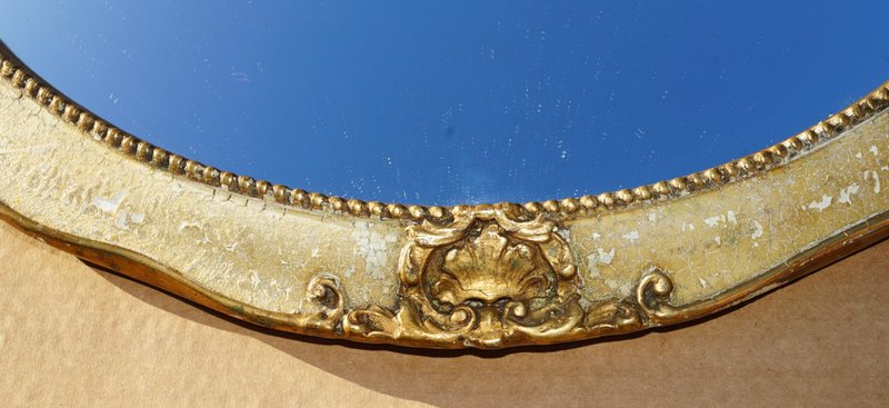 Vintage French Original Paint Convex Butlers Wall Mirror, 1940s