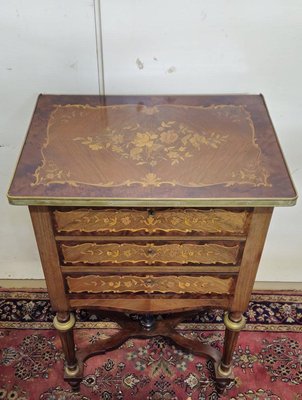 Lady's Commode with Concealed Dressing Table and Floral Marquetry