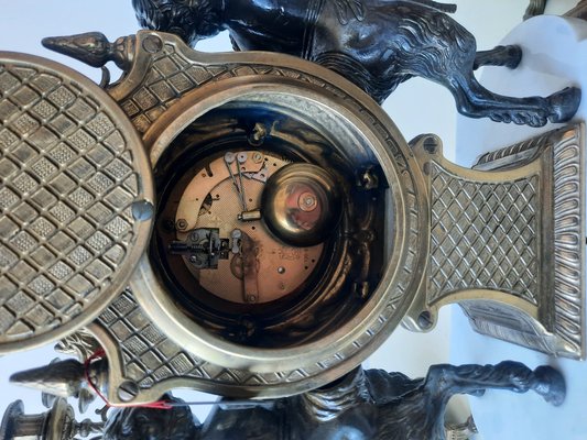 Lancini Clock with Louis XVI Style Candlesticks, 1940s, Set of 3