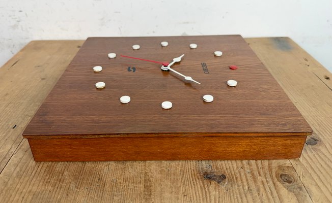 Vintage Brown Wooden Wall Clock from Seiko, 1980s for sale at Pamono