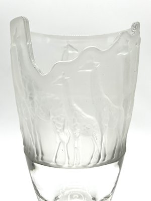 Large Frosted Lead Crystal Vase with Giraffes from Nachtmann