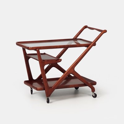 Servierwagen aus Buche mit Glasplatte von Cesare Lacca für Cassina, 1960er bei Pamono kaufen