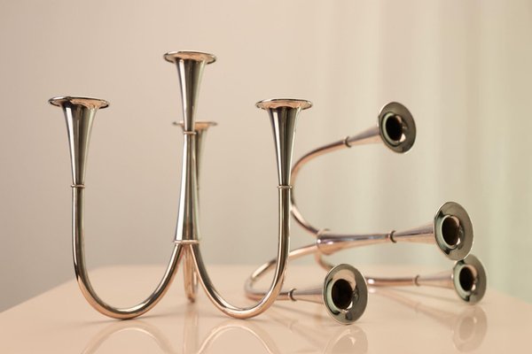 Portacandele di Wilhelm Wagenfeld per WMF, 1952, set di 2 in