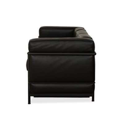 Divano 2 posti pelle di bufalo nero CHESTERFIELD