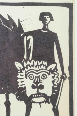 【版画】Åke Holm Åke Holm, Sweden, Daniel in the Lions Den, 1970s, Woodcut on Paper