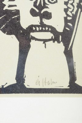 Åke Holm, Sweden, Daniel in the Lions Den, 1970s, Woodcut on Paper