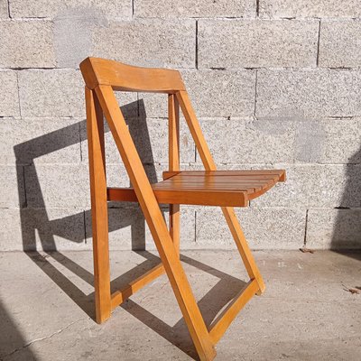 Vintage Folding Chairs in Wood by Aldo Jacober, 1968, Set of 4 for