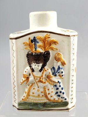 Antique English Prattware Pearlware Tea Caddy, 1700s for sale at