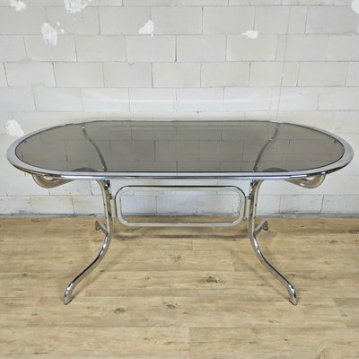 Vintage Italian Chrome and Glass Dining Table and Chairs by