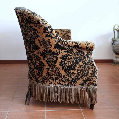 Housses De Canapé Vintage Années 80 – Marron à Fleurs – Frangées – Stock Neuf