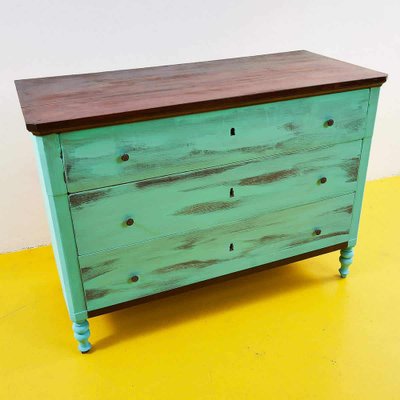 green dresser with wood top Art deco waterfall dresser main image 1