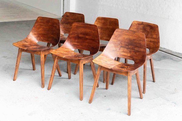 Tonneau Dining Chairs by Pierre Guariche, Set of 6 for sale at Pamono