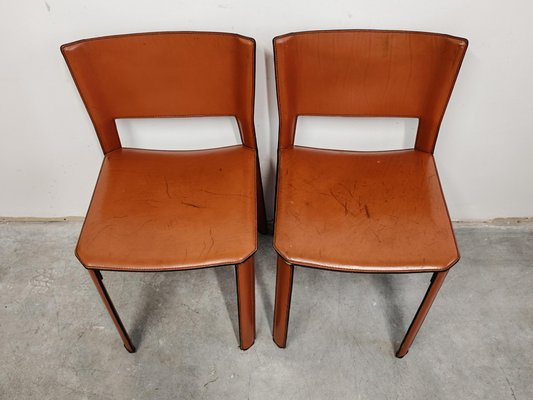 Postmodern S-91 Chairs in Leather attributed to Giancarlo Vegni