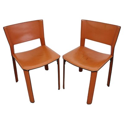 Postmodern S-91 Chairs in Leather attributed to Giancarlo Vegni