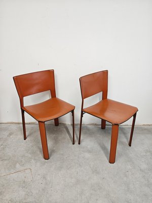 Postmodern S-91 Chairs in Leather attributed to Giancarlo Vegni