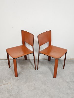 Postmodern S-91 Chairs in Leather attributed to Giancarlo Vegni