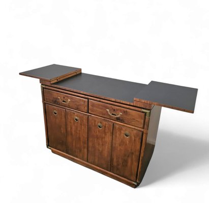 Vintage Drexel Accolade Campaign Server Dry Bar on Casters, 1980s
