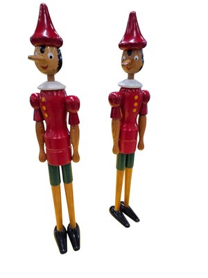 Wooden Pinocchio Dolls by Gio Galetti, Italy, 1970s, Set of 2 for sale at Pamono Wooden Pinocchio Dolls by Gio Galetti, Italy, 1970s, Set of 2 for sale at Pamono