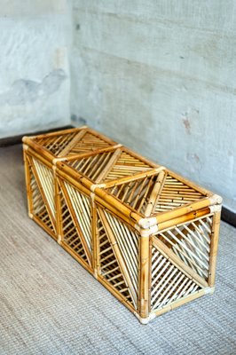 Sitzbank aus Bambus mit geometrischem Rohrmuster bei Pamono kaufen