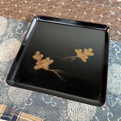 Japanese Lacquerware Tray with Gold Decoration, 1930s for sale at