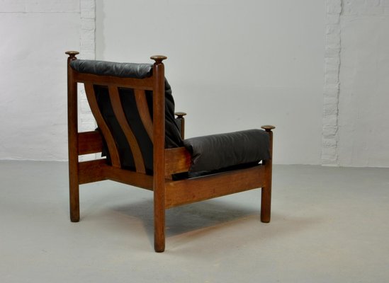 Scandinavian Black Leather Lounge Chair, Black Leather Lounge Chair