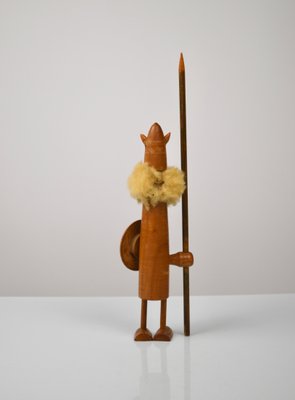 Vintage Danish Teak Viking Figures by Kay Bojesen, 1960s, Set of 3