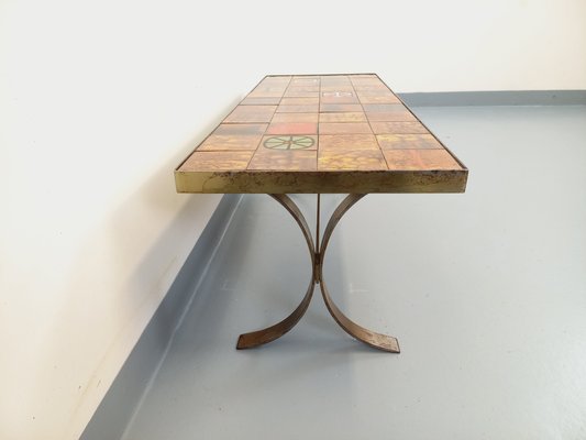 Vintage Rectangular Coffee Table in Steel and Ceramic, 1960s for