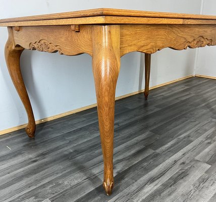 Vintage French Louis XVI Style Carved Oak Extendable Dining Table