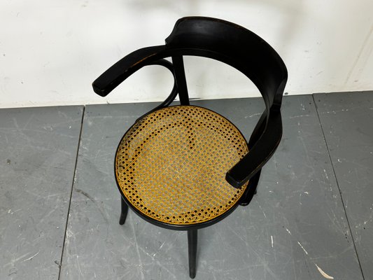 Bentwood Mod 233 Black Desk Chair with Rattan Seat from Thonet