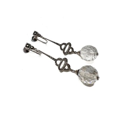 Boucles D'oreilles Vintage En Argent 800 - Modèle Pendante à Fermoir Papillon - Occasion