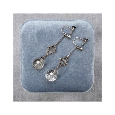 Orecchini Art Déco in oro 14K e argento con diamanti, anni '30