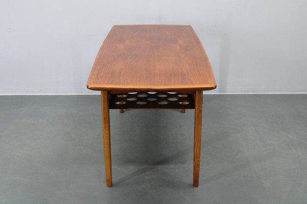 Mid-Century Danish Teak Veneer Coffee Table with Oak Base, 1960s